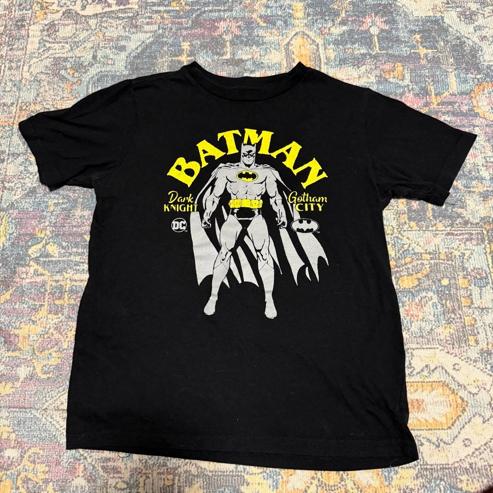 Batman Black Short Sleeve Tee with Yellow and Gray Graphic
